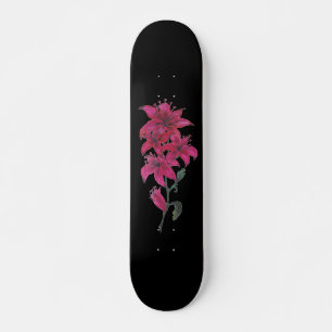 Red Lilies Watercolor Skateboard