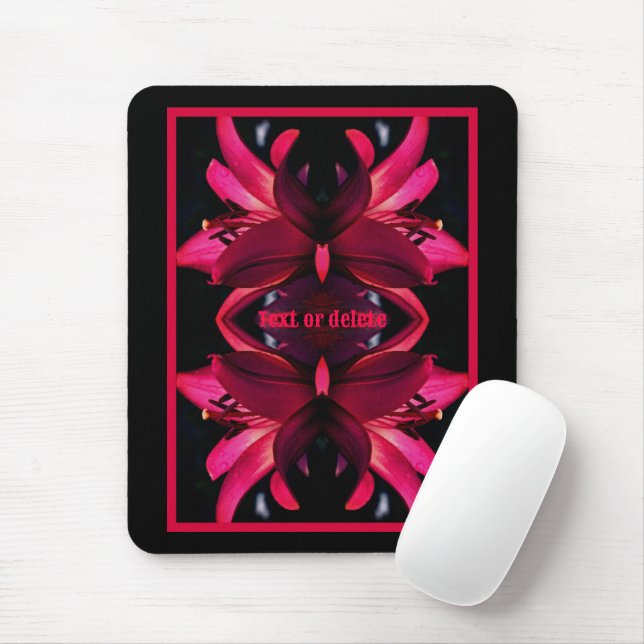 Red Lily Flower Abstract Personalised Mouse Pad (With Mouse)