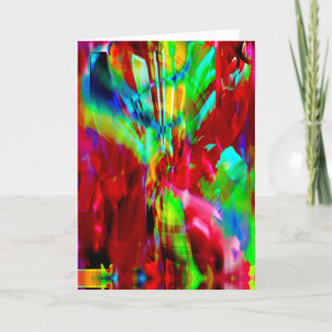 Red Lime Green Abstract Dreamy Fantasy Flower Card