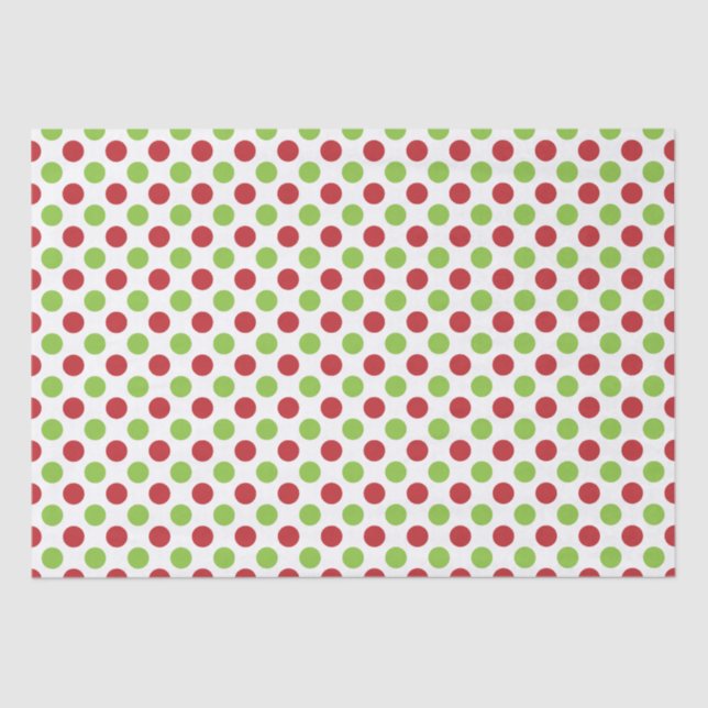 Red & Lime Green Polka Dots Tissue Paper (Front)