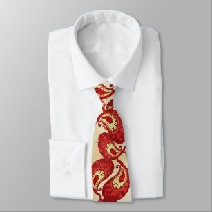 Red & Lime Paisley Wedding Tie