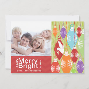 Red Lime Retro Merry and Bright Family Photo Card