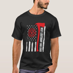 Red Line American Flag Dad Fireman Lieutenant Fire T-Shirt