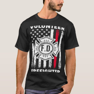 Red Line Flag Fireman Wife Mum Volunteer Firefight T-Shirt