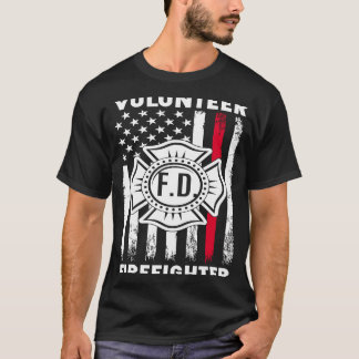 Red Line Flag Fireman Wife Mum Volunteer Firefight T-Shirt
