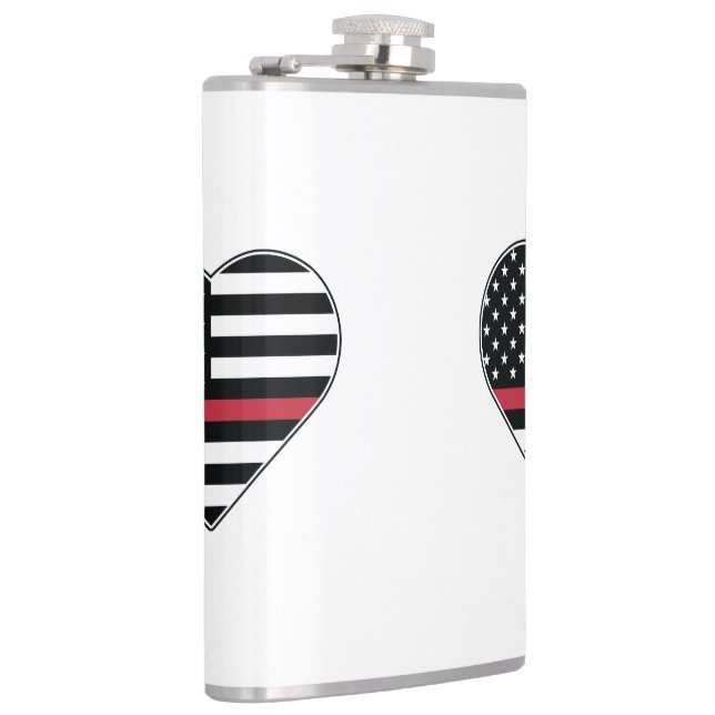 Red Line Flag Heart Hip Flask (Right)