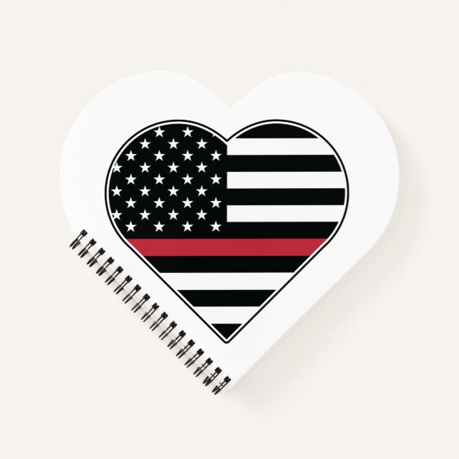 Red Line Flag Heart Notebook (Front)