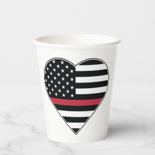 Red Line Flag Heart Paper Cups
