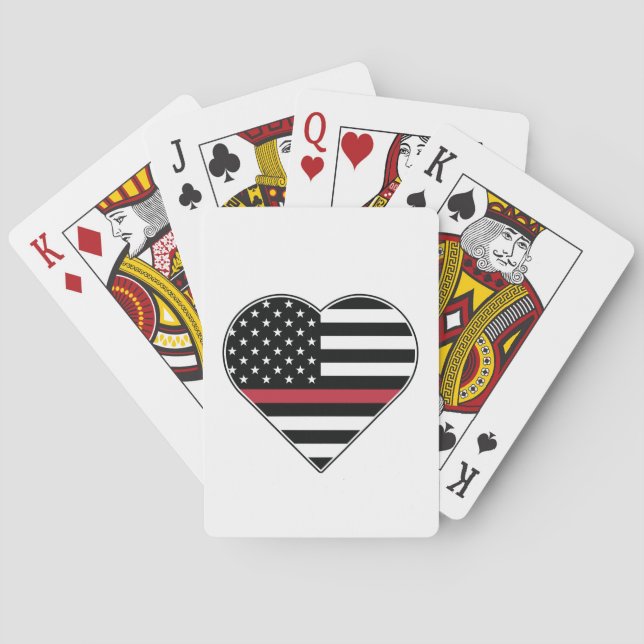 Red Line Flag Heart Playing Cards (Back)