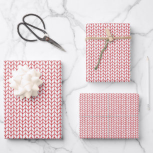 RED LINE KNIT Flat Sheet Wrapping Paper