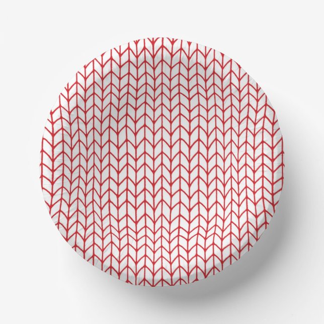 RED LINE KNIT Paper Bowls Paper Plate (Front)