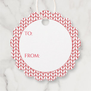RED LINE KNIT Scalloped Round Gift Tags