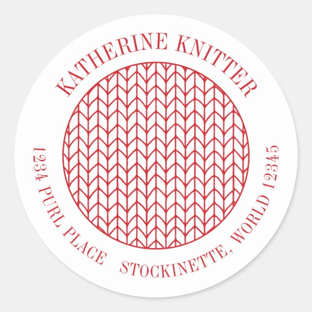 RED LINE KNIT Small Round Address Seals  (Front)