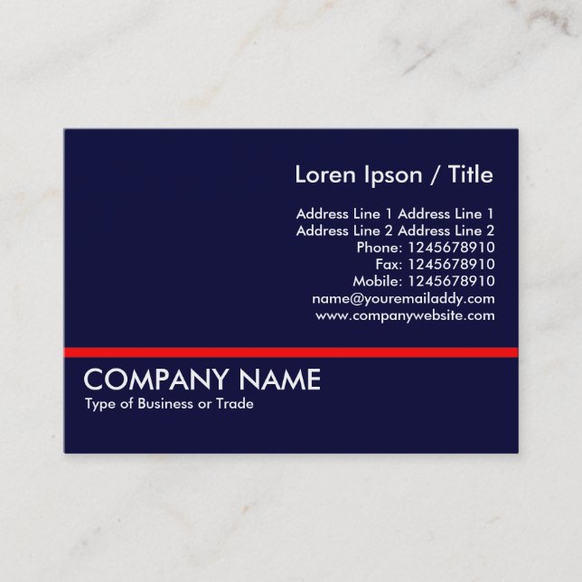 Red Line - Navy Blue Business Card (Front)