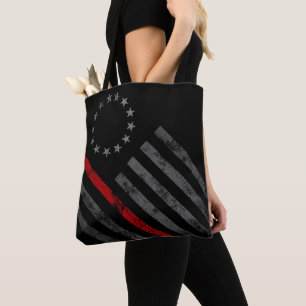 Red Line Vintage American Flag Tote Bag