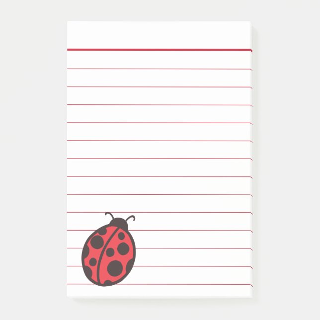 Red Lined Ladybug Post It Notes (Front)