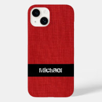 Red Linen Texture Photo with Custom Name
