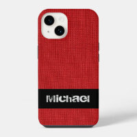 Red Linen Texture Photo with Custom Name