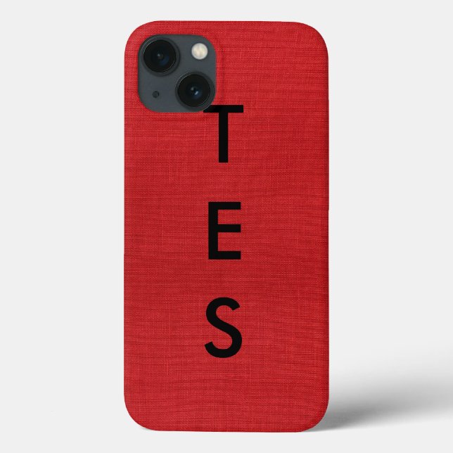 Red Linen Texture Photo with Monogram Case-Mate iPhone Case (Back)