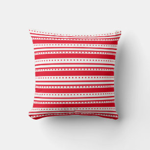 Red Lines and Dots Geometric Cushion