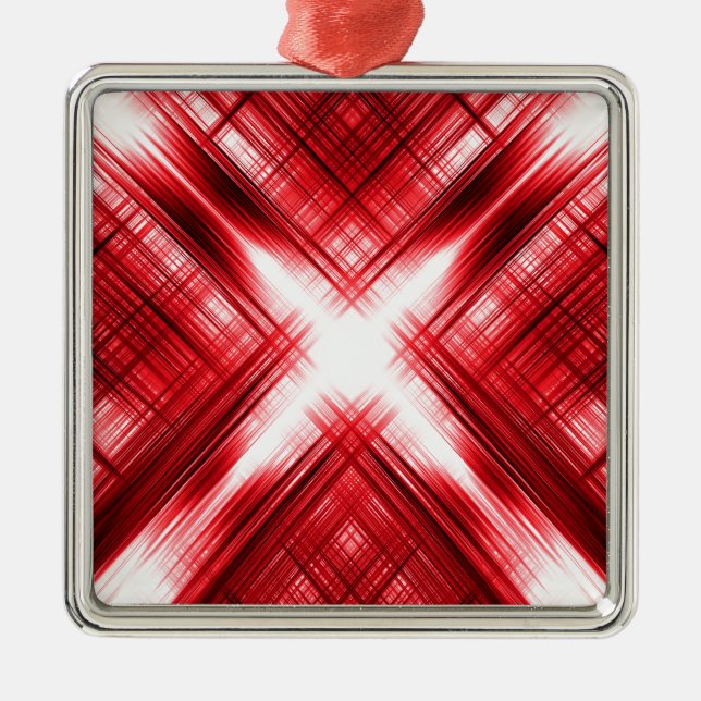 Red lines cross metal tree decoration (Front)