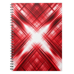 Red lines cross spiral notebook