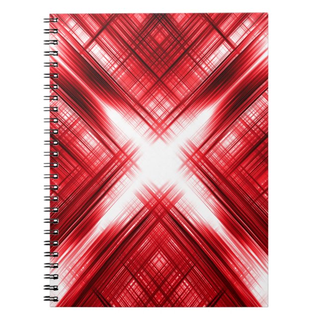 Red lines cross spiral notebook (Front)