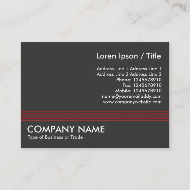 Red Lines - Dark Grey Business Card (Front)