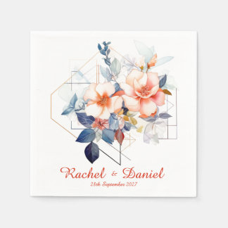 Red Lines&Flowers: Wedding Napkins