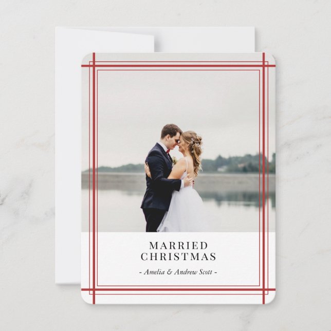 Red Lines Modern Holiday Card (Front)