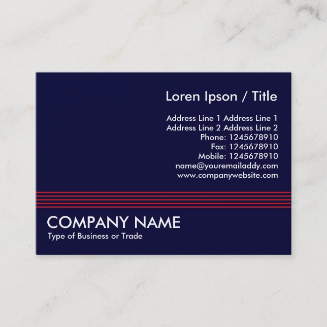 Red Lines - Navy Blue Business Card (Front)