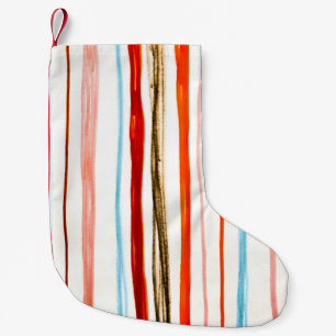 Red Lines Pattern. Horizontal Stroke Illustration. Small Christmas Stocking