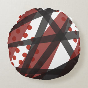 Red Lines with Dots Throw Pillow