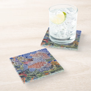 Red Lionfish Glass Coaster