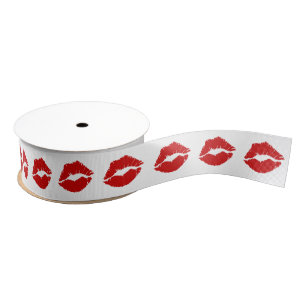 Red Lip Kiss Grosgrain Ribbon