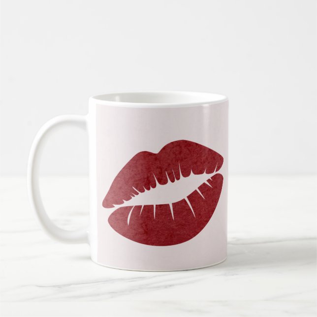 Red Lip Print for Valentine's Day Mug (Left)