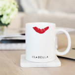 Red Lip Print Personalised Coffee Mug<br><div class="desc">If it's not lipstick on your collar,  but on your mug,  that tells a tale on you,  pick up this super cute personalised mug. Design features a red lip print on the rim,  and a name,  monogram or message in modern black block typeface.</div>