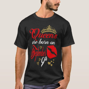 Red Lip Print Queens are Born on September 9th Vir T-Shirt