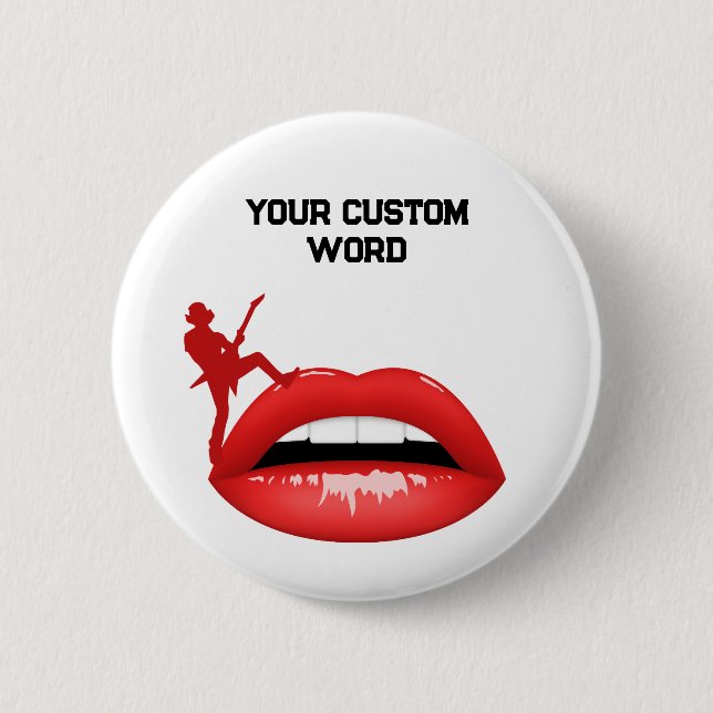 Red Lips and Guitarist Button | Patches (Front)