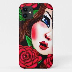 Red Lips and Red Roses Pattern Case-Mate iPhone Case
