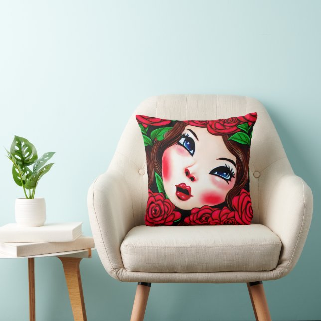 Red Lips and Red Roses Pattern Cushion (Chair)
