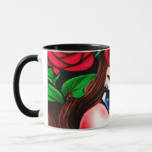 Red Lips and Red Roses Pattern Mug