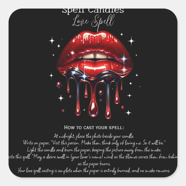 Red Lips Attraction & Love Desires Magic Spell  Square Sticker (Front)