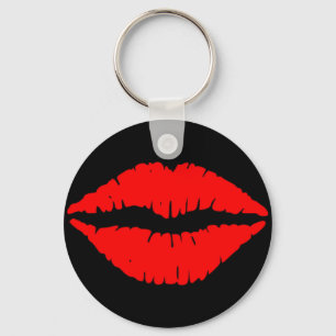 Red Lips Button Keychain