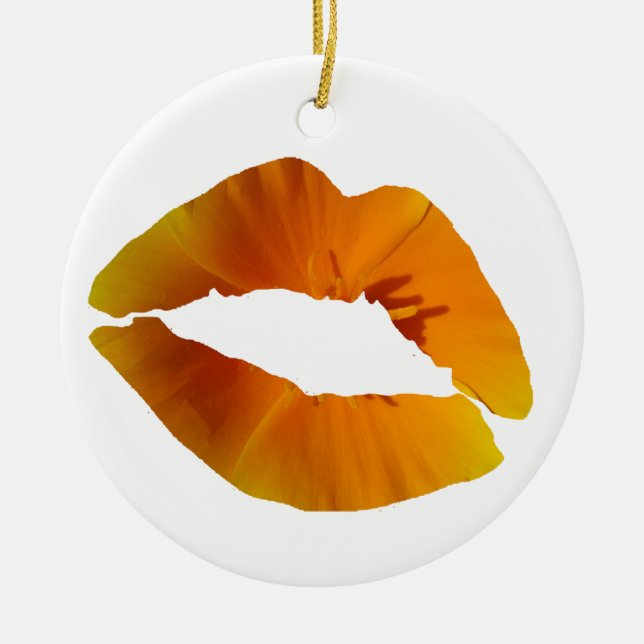 Red Lips  Circle Ornament (Front)