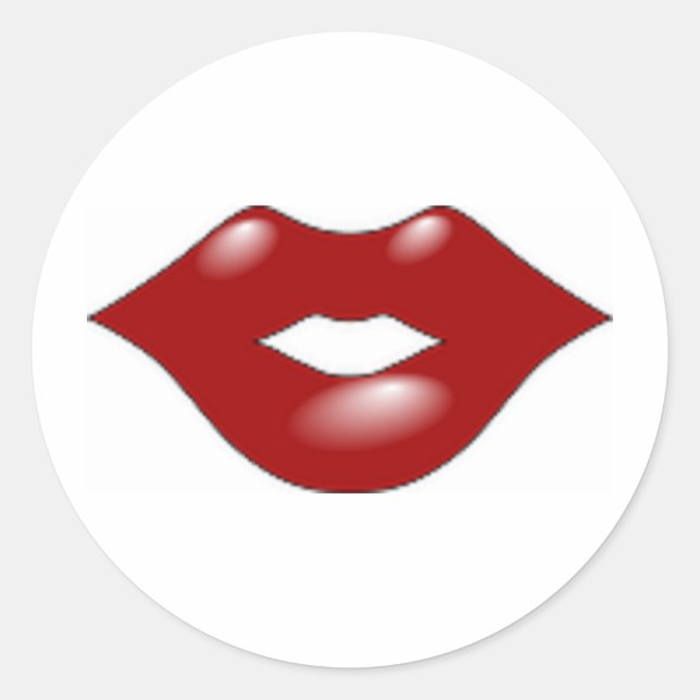 Red Lips Classic Round Sticker (Front)