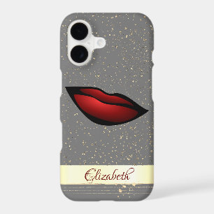Red Lips, Confetti, Gold Stripe - Personalised