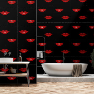 Red Lips Custom Color Black Wallpaper