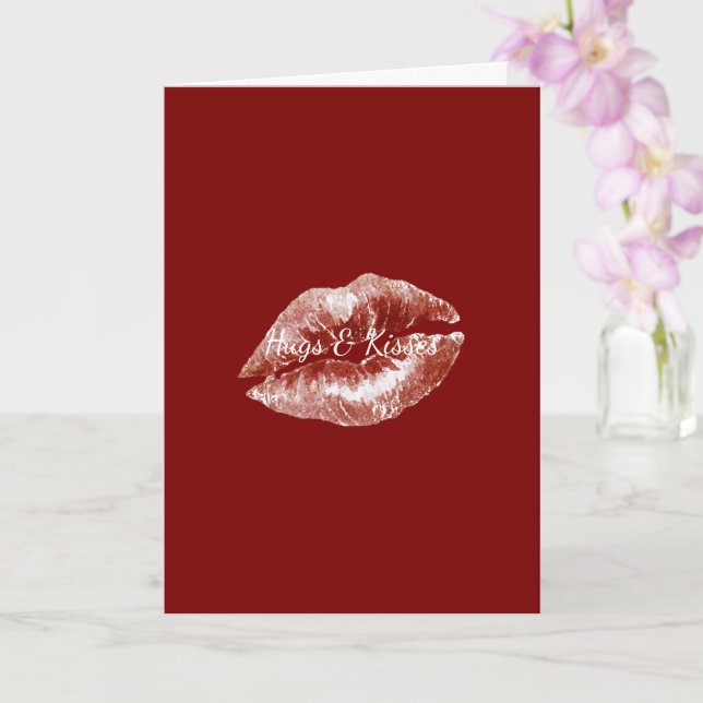 Red Lips Flirty Romantic Valentine's Day Love Card (Orchid)
