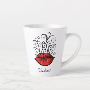 Red Lips Girly Name Fashionista Makeup Latte Mug